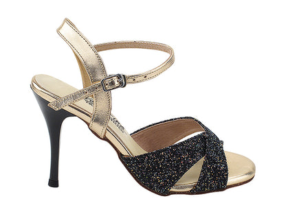VFTango 033 Black Copper Glitter &amp; Rose Gold Leather with 3.5&quot; Stiletto Black Heel (TG1) in the photo