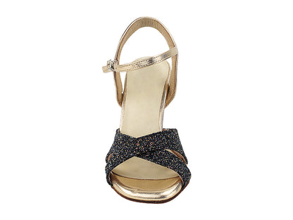 VFTango 033 Black Copper Glitter &amp; Rose Gold Leather with 3.5&quot; Stiletto Black Heel (TG1) in the photo