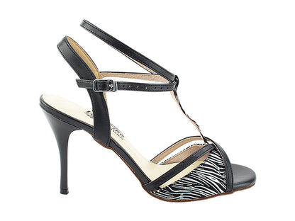 VFTango 034 Black Silver Wave &amp; Black Leather Trim with 3.5&quot; Stiletto Black Heel (TG1) in the photo