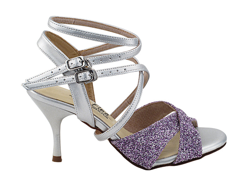 VFTango 035 Lavender Glitter &amp; Silver Leather with 2.95&quot; Slim Silver Heel (030) in the photo