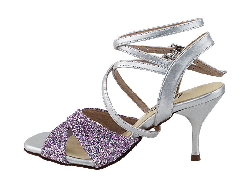 VFTango 035 Lavender Glitter &amp; Silver Leather with 2.95&quot; Slim Silver Heel (030) in the photo