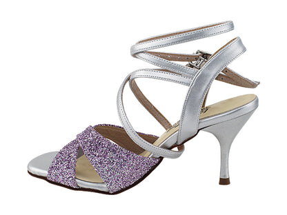 VFTango 035 Lavender Glitter &amp; Silver Leather with 2.95&quot; Slim Silver Heel (030) in the photo