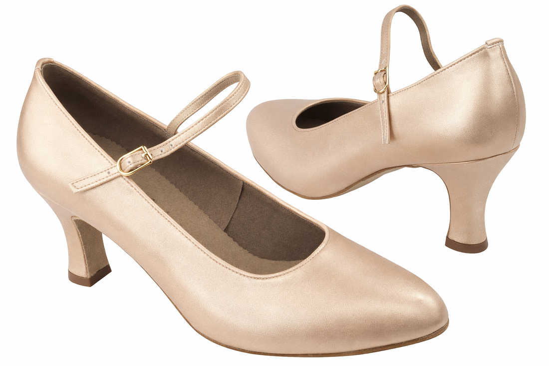 C1682 215 Flesh Satin with 2.5" Spool Heel (PG) in the photo