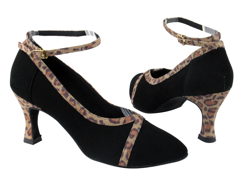 C6815 BA57 Black Nubuck (M) &amp; BD41 Leopard Trim (H) &amp; Swing001 Strap with 2.75&quot; Flare heel in the photo