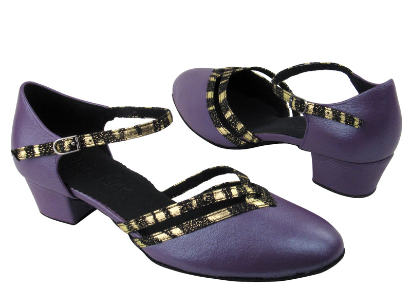 C8881  BC14 Light Purple Light Leather_BD40 Zebra Black Trim with 1.5&quot; Medium heel in the photo