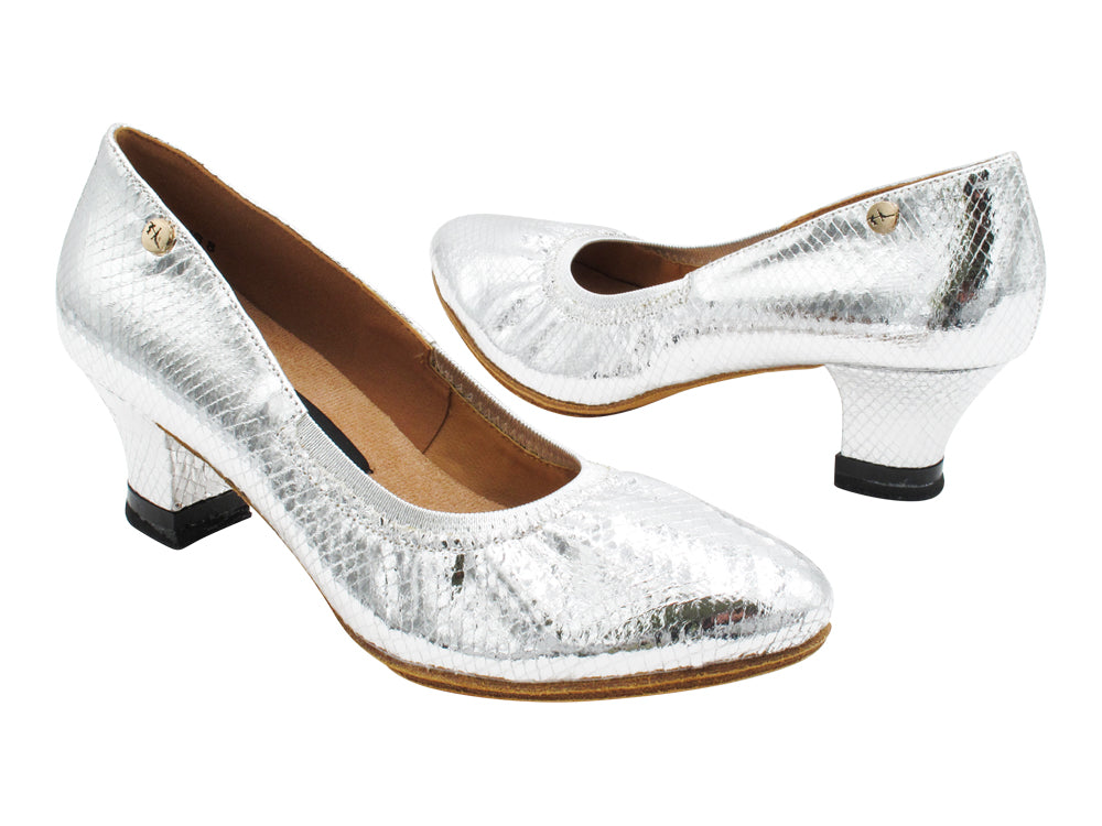 CD5013DB Snake Silver Leather with 2" Medium Heel in the photo