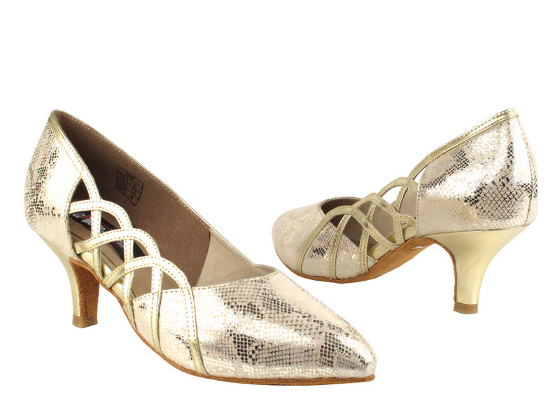 CD5501 Gold Leather  with 2.5&quot; Slim heel in the photo