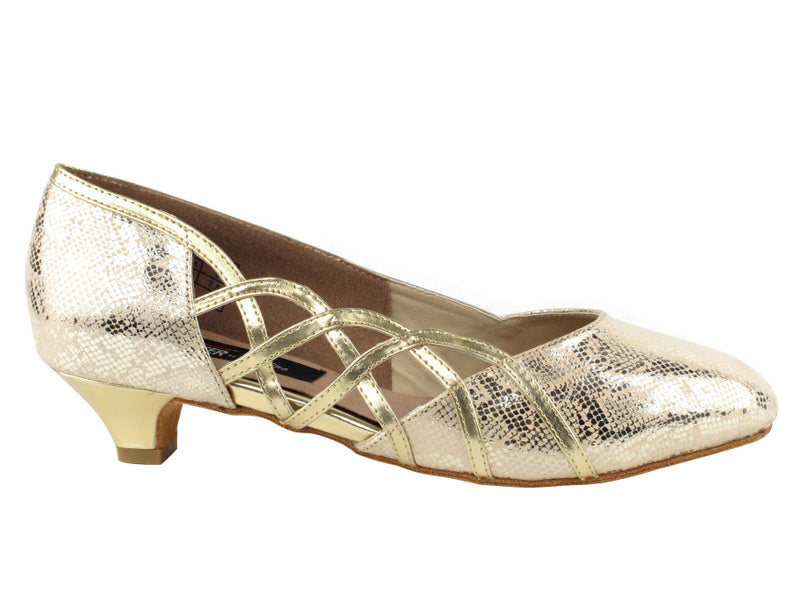 CD5501 Gold Leather Cuban Heel