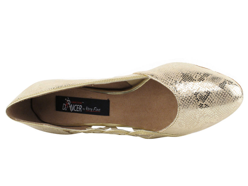 CD5501 Gold Leather Cuban Heel