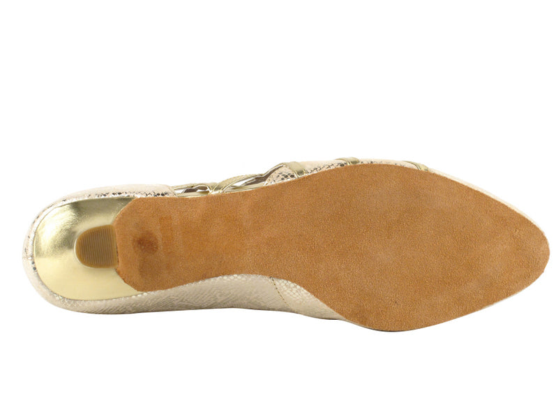 CD5501 Gold Leather Cuban Heel