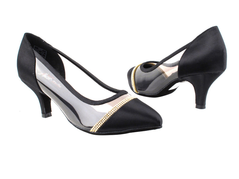 CD5502 Black Satin  with 2.5&quot; Slim heel in the photo