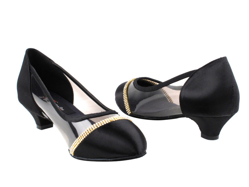 CD5502 Black Satin with 1.1&quot; heel in the photo