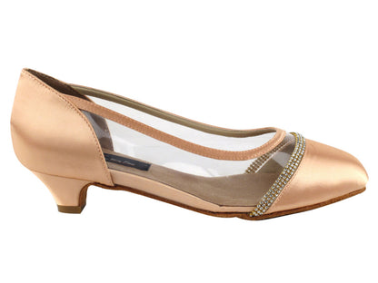 CD5502 Tan Satin Cuban Heel