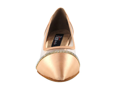 CD5502 Tan Satin Cuban Heel