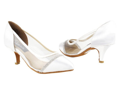 CD5502 White Satin  with 2.5&quot; Slim heel in the photo