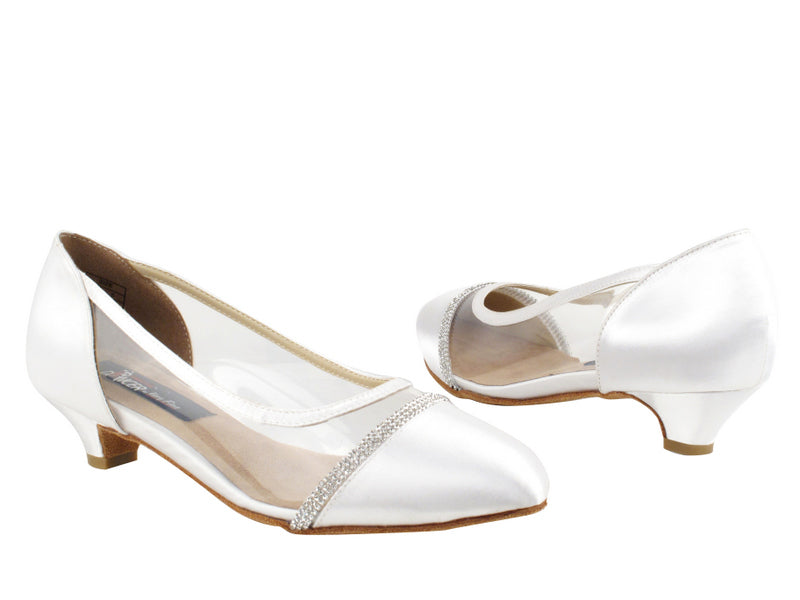 CD5502 White Satin with 1.1&quot; heel in the photo