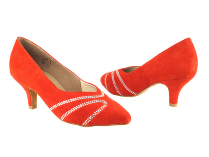 CD5504 Red Suede  with 2.5&quot; Slim heel in the photo