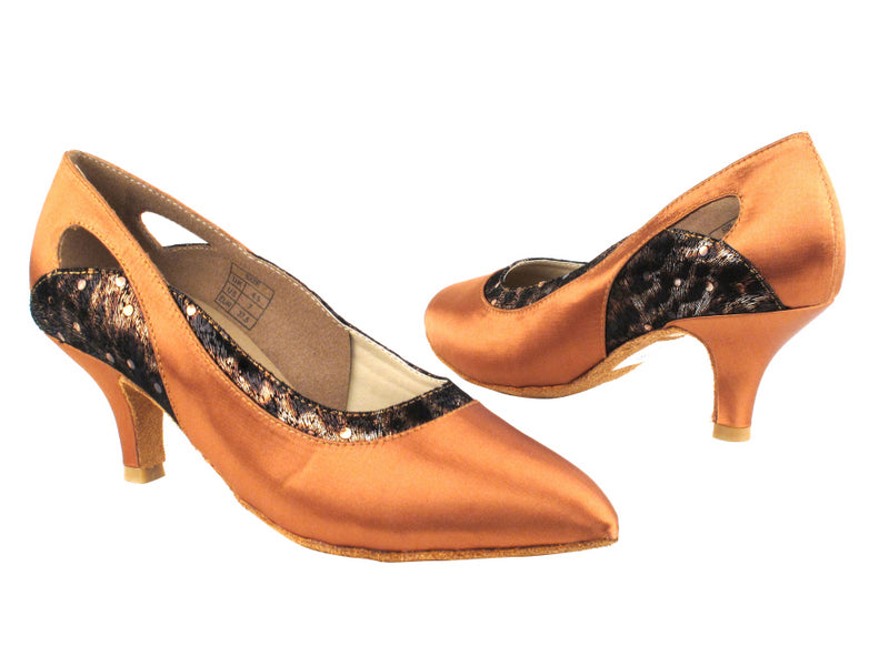 CD5505 Dark Tan Satin  with 2.5&quot; Slim heel in the photo