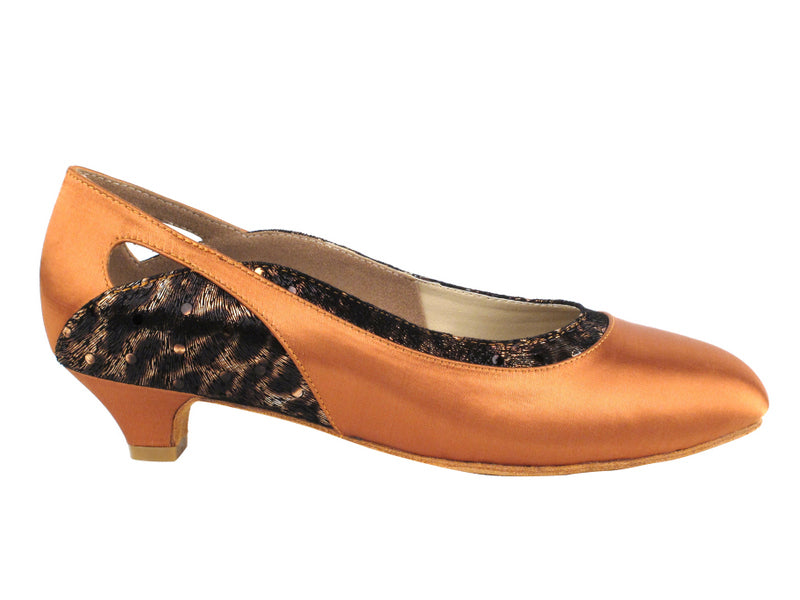 CD5505 Dark Tan Satin Cuban Heel