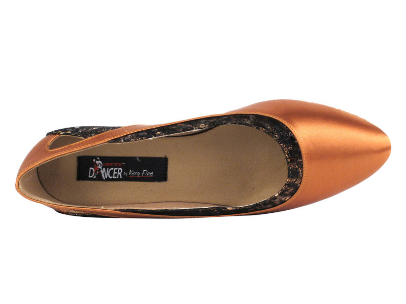 CD5505 Dark Tan Satin Cuban Heel
