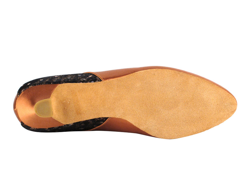 CD5505 Dark Tan Satin Cuban Heel