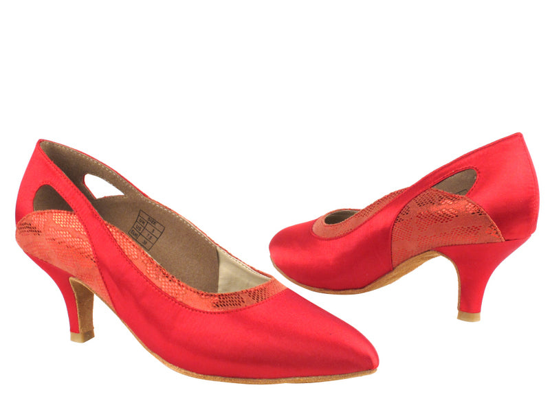 CD5505 Red Satin  with 2.5&quot; Slim heel in the photo