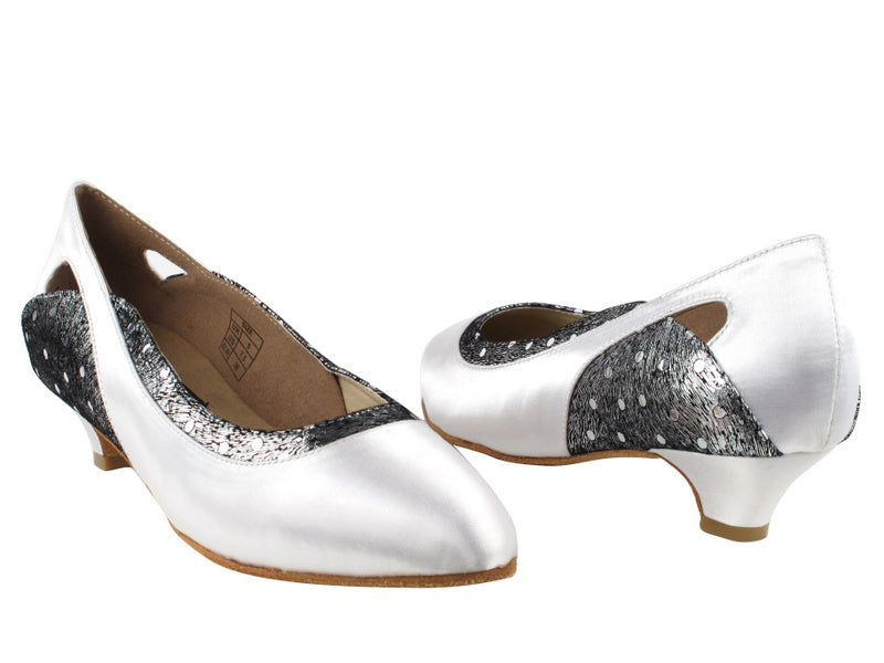 CD5505 White Satin with 1.1&quot; heel in the photo