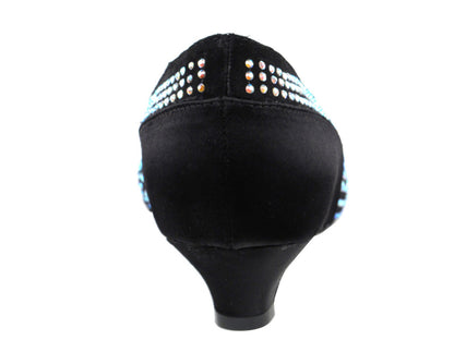 CD5506 Black Suede &amp; Satin Cuban Heel