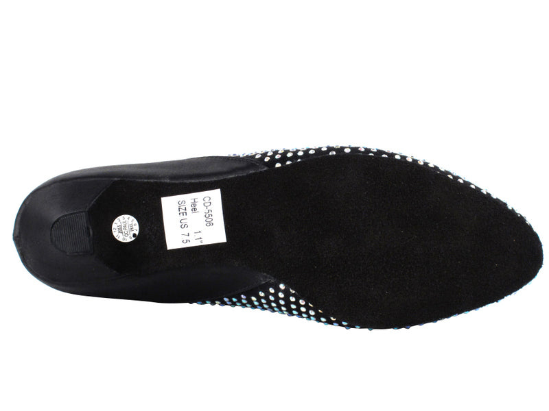 CD5506 Black Suede &amp; Satin Cuban Heel