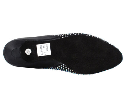 CD5506 Black Suede &amp; Satin Cuban Heel