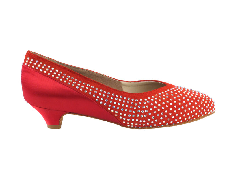 CD5506 Red Suede &amp; Satin Cuban Heel