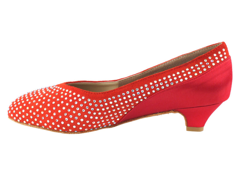 CD5506 Red Suede &amp; Satin Cuban Heel