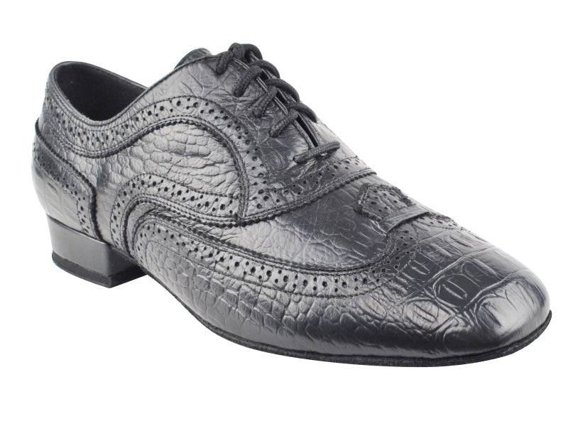 CD9002A Black Croc Embossed Leather with 1&quot; standard heel