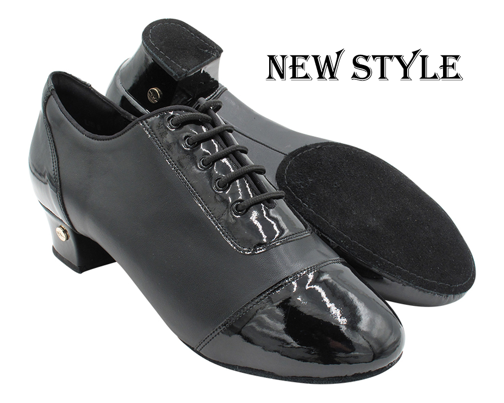 CD9322 Split Black Patent &amp; Leather with 1.5" Latin heel in the photo