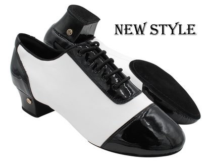 CD9322 Black Patent &amp; White Leather with 1.5" Latin heel in the photo