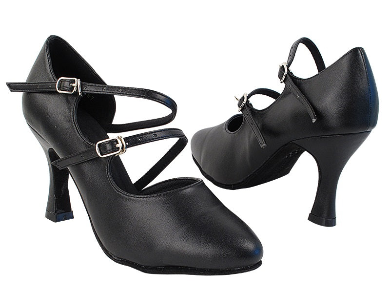 PP201 Black Leather with 3" Heel in the photo
