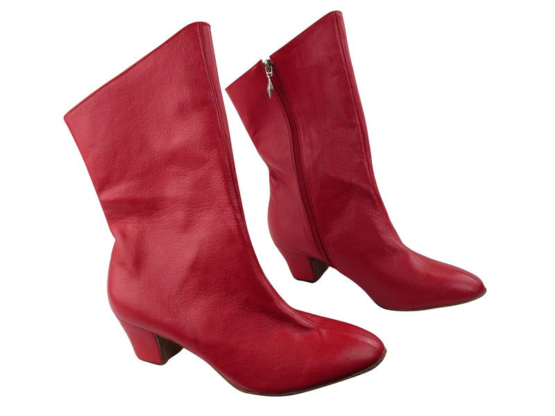 VFBoot PP205A Ankle Bootie Red Leather with 1.6&quot; Medium heel in the photo