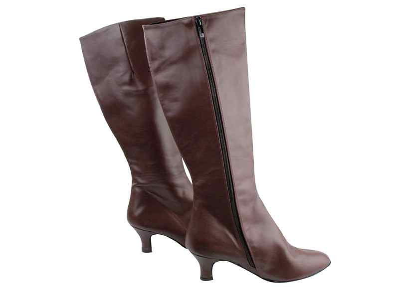 PP205 Boots Dark Tan Leather with 2&quot; slim heel (MTXZ) in the photo