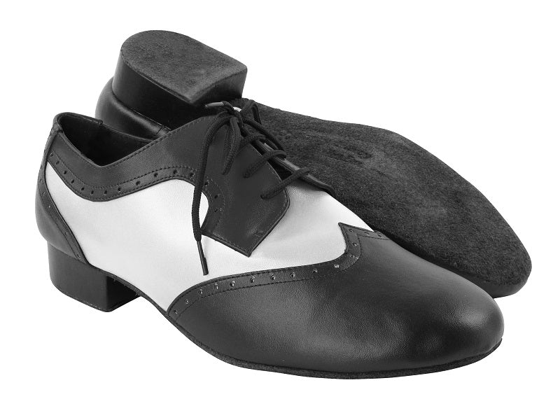 PP302 Black Leather &amp; White Leather with 1&quot; Standard Heel in the photo