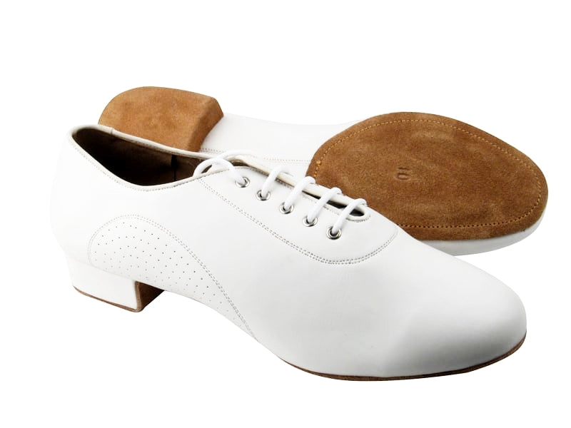 S309 Split Sole White Leather with 1&quot; Heel in the photo