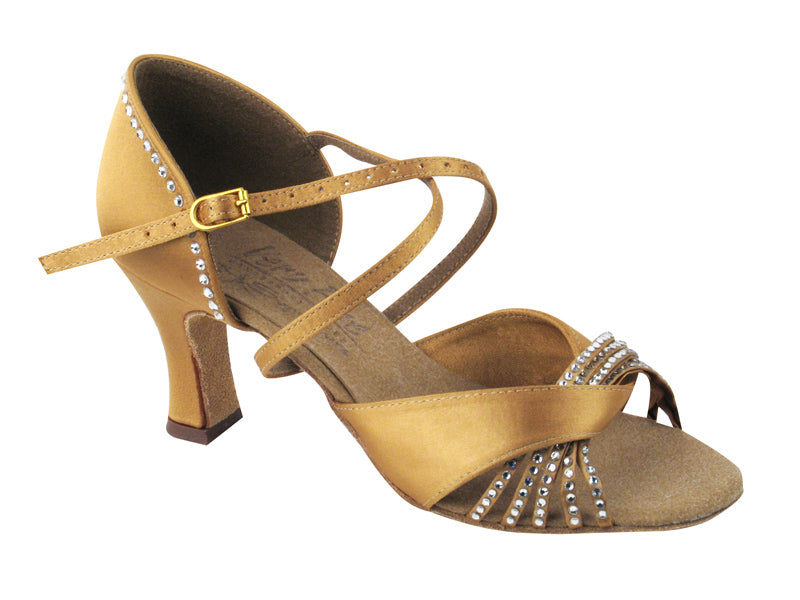 S92305 Tan Satin with enhanced rhinestone design