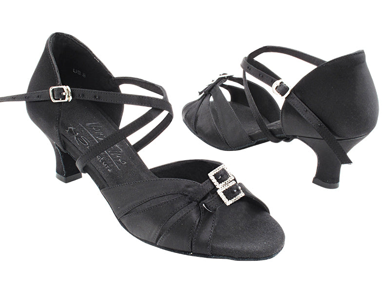 S92307 Black Satin with 2&quot; Cuban Heel in the photo