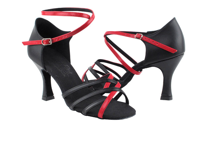 S9261 Black Leather &amp; Red Leather with 3&quot; Flare heel in the photo