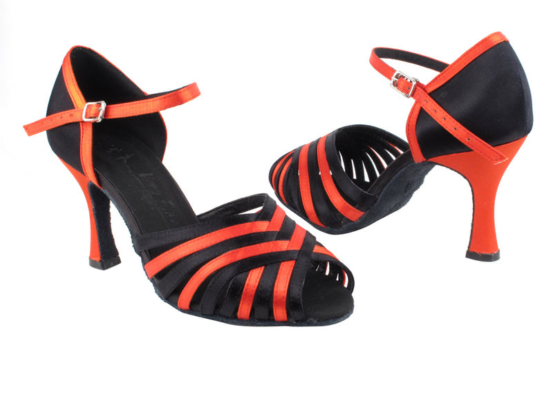 SERA1388 Black Satin &amp; Red Satin with 3" heel in the photo