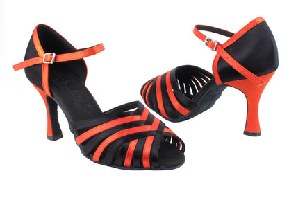 SERA1388 Black Satin &amp; Red Satin with 3" heel in the photo