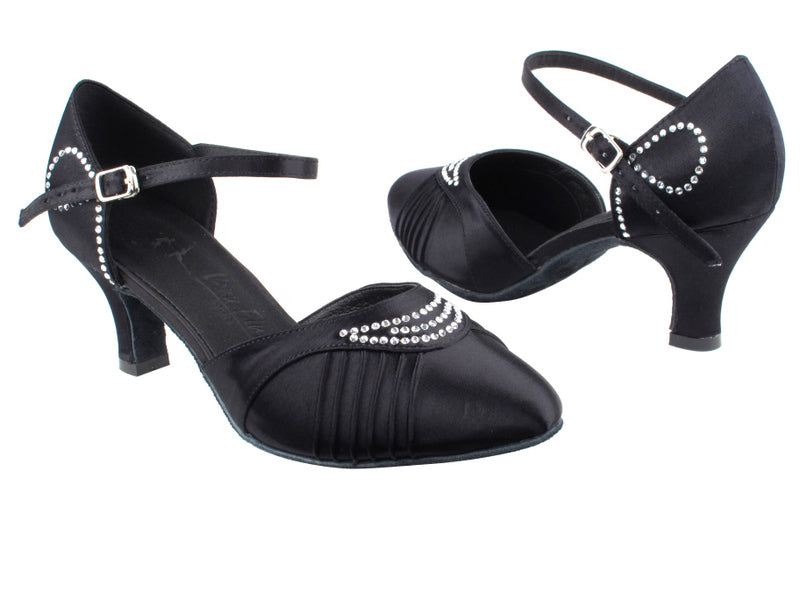 SERA1397 Black Satin with 2.5&quot; low heel in the photo