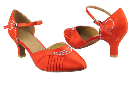 SERA1397 Red Satin with 2.5&quot; low heel in the photo