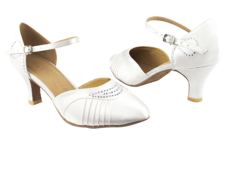 SERA1397 White Satin with 2.5&quot; low heel in the photo