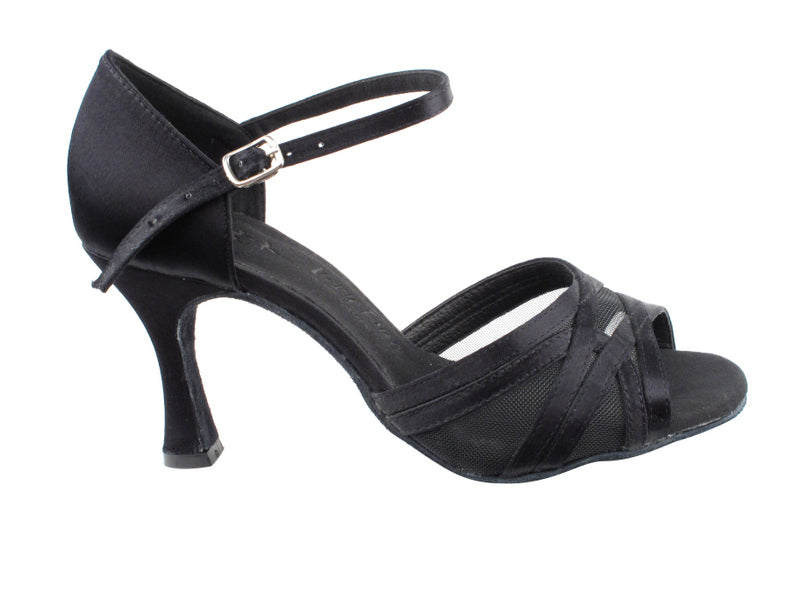 SERA1398 Satin noir et maille noire