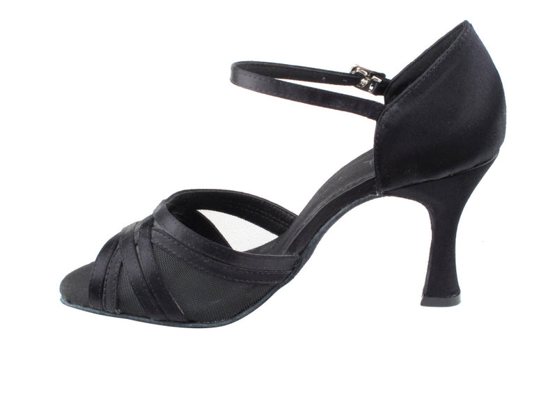 SERA1398 Satin noir et maille noire